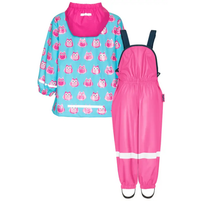 Playshoes regenpak 2-delig uiltje fuchsia