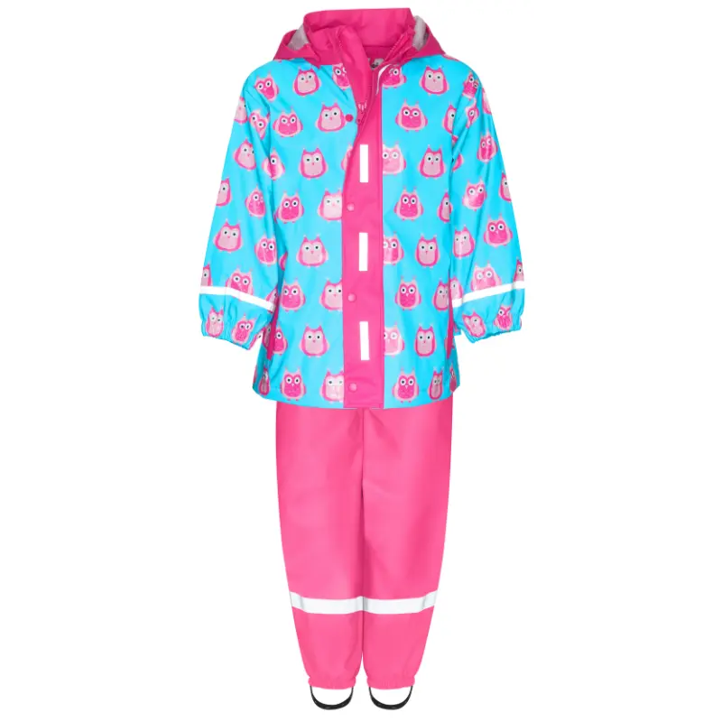 Playshoes regenpak 2-delig uiltje roze aqua