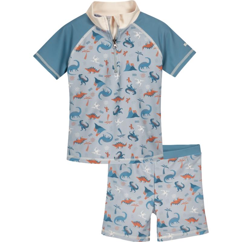 Playshoes tweedelige zwemsuit dino blauw