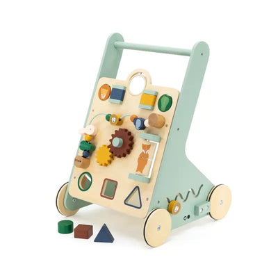 Trixie Baby houten dieren activiteiten duw- en loopwagen