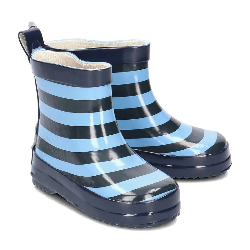 Playshoes halfhoge regenlaarzen Streep Marine Lichtblauw