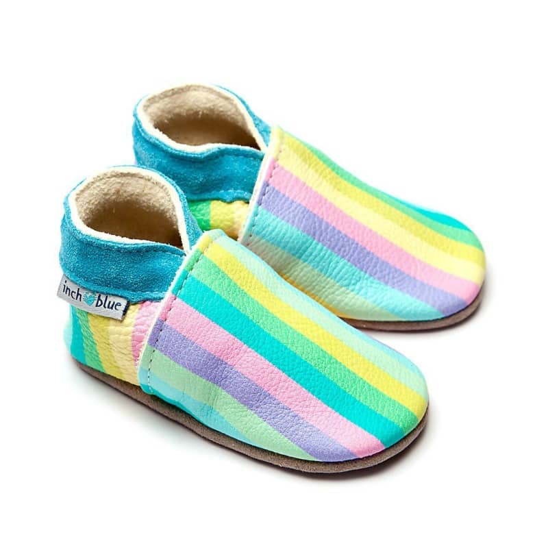 Inch Blue babyslofjes stripes pastel rainbow