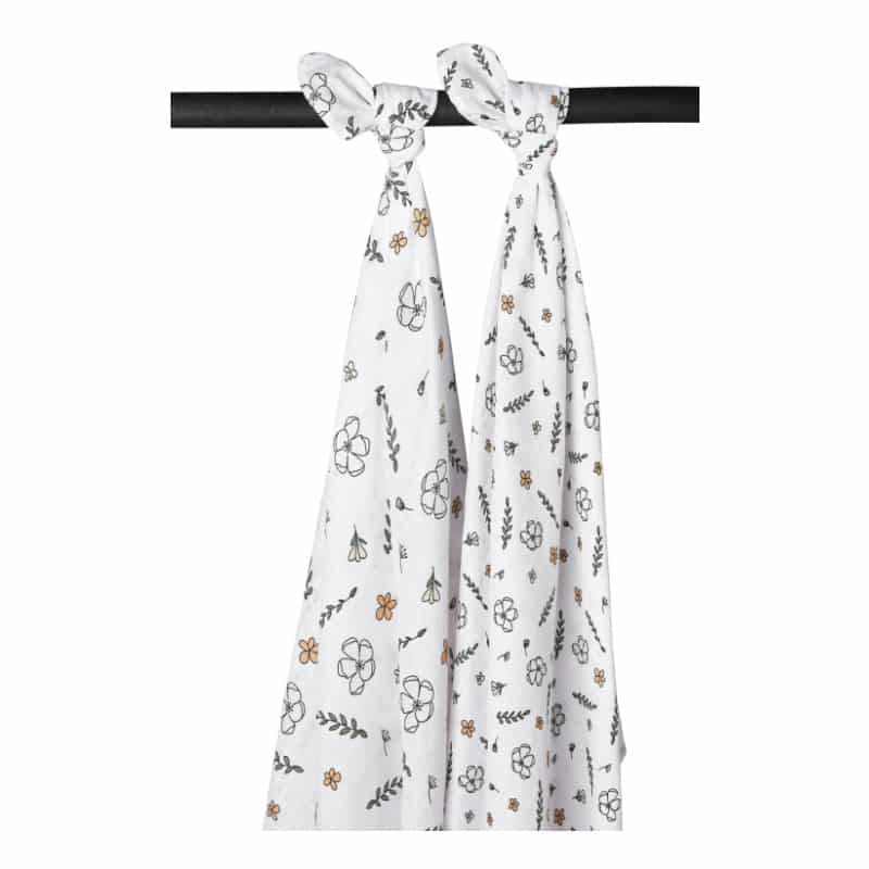 Meyco biologisch hydrofiele Swaddles 2-pack Floral