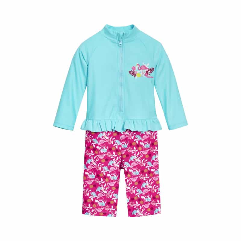 Playshoes zwempak lange mouw Flamingo Mint Roze