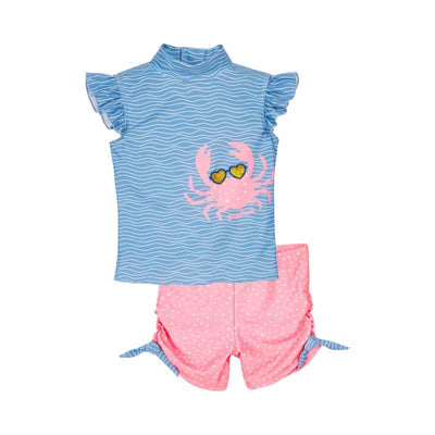 Playshoes tweedelige zwemsuit Krab Blauw Roze