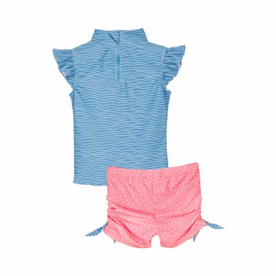 Playshoes tweedelige zwemsuit Krab Blauw Roze