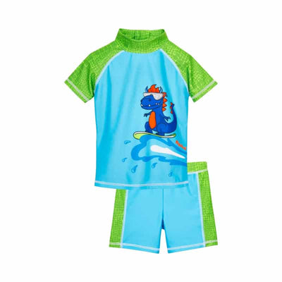 Playshoes tweedelige zwemsuit Dino Blauw Groen