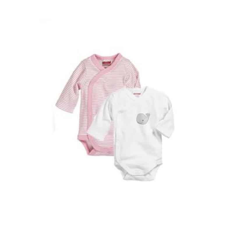 Playshoes Schnizler set 2 overslagrompers lange mouw walvis uni roze