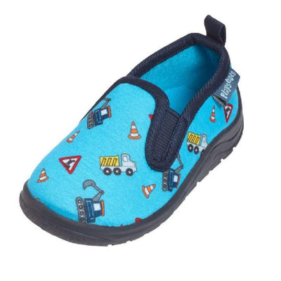 Playshoes pantoffels Bouwwagens Blauw