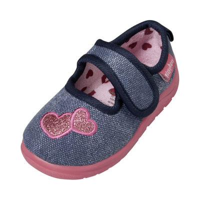 Playshoes pantoffels Hartje Jeansblauw