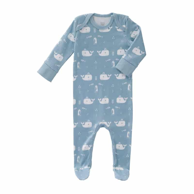 Fresk pyjama met voetjes Whale blue fog
