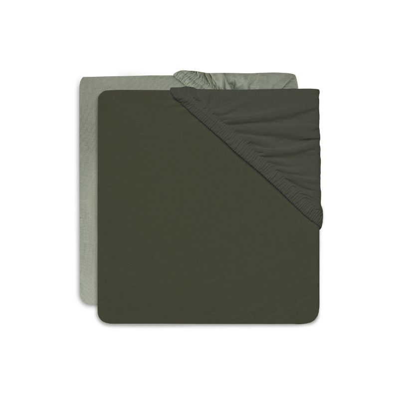 hoeslaken jersey 60 x 120 cm Ash Green/Leaf Green (2-pack)